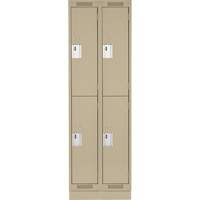 Clean Line Lockers, 2 -tier, Bank of 2, 24" x 18" x 76", Steel, Beige, Rivet (Assembled) R.M.G. Prévention