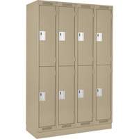 Clean Line Lockers, 2 -tier, Bank of 4, 48" x 18" x 76", Steel, Beige, Rivet (Assembled) R.M.G. Prévention