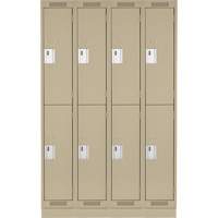 Clean Line Lockers, 2 -tier, Bank of 4, 48" x 18" x 76", Steel, Beige, Rivet (Assembled) R.M.G. Prévention