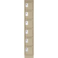 Clean Line Lockerette, 6 -tier, 12" x 18" x 76", Steel, Beige, Rivet (Assembled) R.M.G. Prévention
