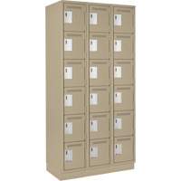 Clean Line Lockerette, 6 -tier, Bank of 3, 36" x 18" x 76", Steel, Beige, Rivet (Assembled) R.M.G. Prévention