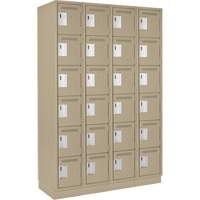 Clean Line Lockerette, 6 -tier, Bank of 4, 48" x 18" x 76", Steel, Beige, Rivet (Assembled) R.M.G. Prévention