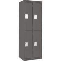 Clean Line Lockers, 2 -tier, Bank of 2, 24" x 18" x 72", Steel, Charcoal, Rivet (Assembled) R.M.G. Prévention