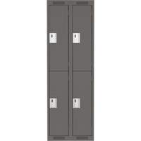 Clean Line Lockers, 2 -tier, Bank of 2, 24" x 18" x 72", Steel, Charcoal, Rivet (Assembled) R.M.G. Prévention
