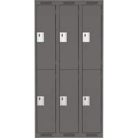 Clean Line Lockers, 2 -tier, Bank of 3, 36" x 18" x 72", Steel, Charcoal, Rivet (Assembled) R.M.G. Prévention