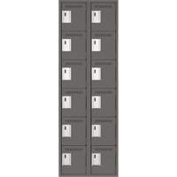 Clean Line Lockerette, 6 -tier, Bank of 2, 24" x 18" x 72", Steel, Charcoal, Rivet (Assembled) R.M.G. Prévention