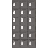 Clean Line Lockerette, 6 -tier, Bank of 3, 36" x 18" x 72", Steel, Charcoal, Rivet (Assembled) R.M.G. Prévention