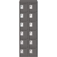 Clean Line Lockerette, 6 -tier, Bank of 2, 24" x 18" x 78", Steel, Charcoal, Rivet (Assembled) R.M.G. Prévention