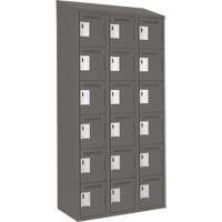 Clean Line Lockerette, 6 -tier, Bank of 3, 36" x 18" x 78", Steel, Charcoal, Rivet (Assembled) R.M.G. Prévention