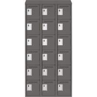 Clean Line Lockerette, 6 -tier, Bank of 3, 36" x 18" x 78", Steel, Charcoal, Rivet (Assembled) R.M.G. Prévention