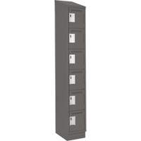 Clean Line Lockerette, 6 -tier, 12" x 18" x 82", Steel, Charcoal, Rivet (Assembled) R.M.G. Prévention