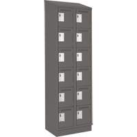 Clean Line Lockerette, 6 -tier, Bank of 2, 24" x 18" x 82", Steel, Charcoal, Rivet (Assembled) R.M.G. Prévention