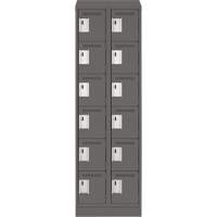 Clean Line Lockerette, 6 -tier, Bank of 2, 24" x 18" x 82", Steel, Charcoal, Rivet (Assembled) R.M.G. Prévention