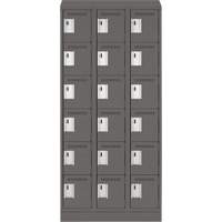 Clean Line Lockerette, 6 -tier, Bank of 3, 36" x 18" x 82", Steel, Charcoal, Rivet (Assembled) R.M.G. Prévention