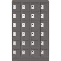 Clean Line Lockerette, 6 -tier, Bank of 4, 48" x 18" x 82", Steel, Charcoal, Rivet (Assembled) R.M.G. Prévention