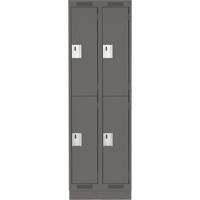 Clean Line Lockers, 2 -tier, Bank of 2, 24" x 18" x 76", Steel, Charcoal, Rivet (Assembled) R.M.G. Prévention