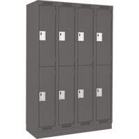 Clean Line Lockers, 2 -tier, Bank of 4, 48" x 18" x 76", Steel, Charcoal, Rivet (Assembled) R.M.G. Prévention