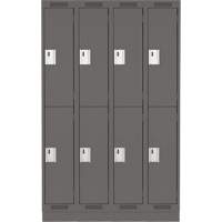 Clean Line Lockers, 2 -tier, Bank of 4, 48" x 18" x 76", Steel, Charcoal, Rivet (Assembled) R.M.G. Prévention