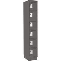 Clean Line Lockerette, 6 -tier, 12" x 18" x 76", Steel, Charcoal, Rivet (Assembled) R.M.G. Prévention