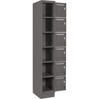 Clean Line Lockerette, 6 -tier, Bank of 4, 48" x 18" x 76", Steel, Charcoal, Rivet (Assembled) R.M.G. Prévention