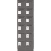 Clean Line Lockerette, 6 -tier, Bank of 2, 24" x 18" x 76", Steel, Charcoal, Rivet (Assembled) R.M.G. Prévention