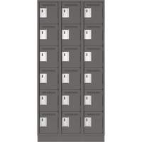Clean Line Lockerette, 6 -tier, Bank of 3, 36" x 18" x 76", Steel, Charcoal, Rivet (Assembled) R.M.G. Prévention
