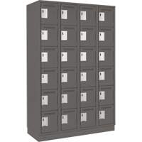 Clean Line Lockerette, 6 -tier, Bank of 4, 48" x 18" x 76", Steel, Charcoal, Rivet (Assembled) R.M.G. Prévention