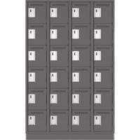 Clean Line Lockerette, 6 -tier, Bank of 4, 48" x 18" x 76", Steel, Charcoal, Rivet (Assembled) R.M.G. Prévention