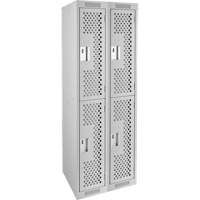 Clean Line Lockers, 2 -tier, Bank of 2, 24" x 15" x 72", Steel, Grey, Rivet (Assembled), Perforated R.M.G. Prévention