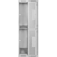 Clean Line Lockers, 2 -tier, Bank of 2, 24" x 15" x 72", Steel, Grey, Rivet (Assembled), Perforated R.M.G. Prévention