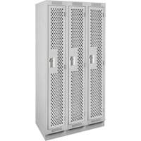Clean Line Lockers, Bank of 3, 36" x 18" x 76", Steel, Grey, Rivet (Assembled), Perforated R.M.G. Prévention