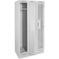 Clean Line Lockers, Bank of 3, 36" x 18" x 76", Steel, Grey, Rivet (Assembled), Perforated R.M.G. Prévention