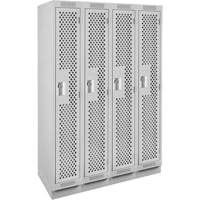 Clean Line Lockers, Bank of 4, 48" x 18" x 76", Steel, Grey, Rivet (Assembled), Perforated R.M.G. Prévention