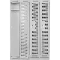 Clean Line Lockers, Bank of 4, 48" x 18" x 76", Steel, Grey, Rivet (Assembled), Perforated R.M.G. Prévention