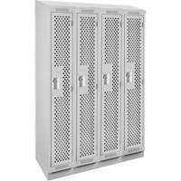 Clean Line Lockers, Bank of 4, 48" x 18" x 82", Steel, Grey, Rivet (Assembled), Perforated R.M.G. Prévention