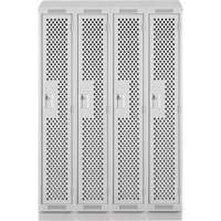Clean Line Lockers, Bank of 4, 48" x 18" x 82", Steel, Grey, Rivet (Assembled), Perforated R.M.G. Prévention