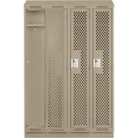 Clean Line Lockers, Bank of 4, 48" x 18" x 82", Steel, Grey, Rivet (Assembled), Perforated R.M.G. Prévention