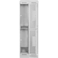 Clean Line Lockers, 2 -tier, Bank of 2, 24" x 18" x 82", Steel, Grey, Rivet (Assembled), Perforated R.M.G. Prévention