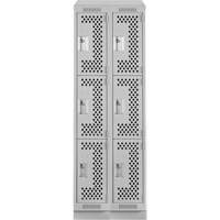 Clean Line Lockers, 3 -tier, Bank of 2, 24" x 18" x 82", Steel, Grey, Rivet (Assembled), Perforated R.M.G. Prévention