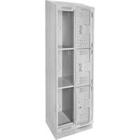 Clean Line Lockers, 3 -tier, Bank of 2, 24" x 18" x 82", Steel, Grey, Rivet (Assembled), Perforated R.M.G. Prévention