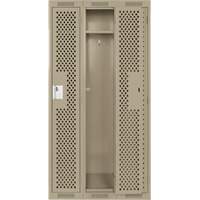 Clean Line Lockers, Bank of 3, 36" x 15" x 72", Steel, Beige, Rivet (Assembled), Perforated R.M.G. Prévention