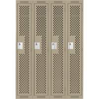 Clean Line Lockers, Bank of 4, 48" x 15" x 72", Steel, Beige, Rivet (Assembled), Perforated R.M.G. Prévention