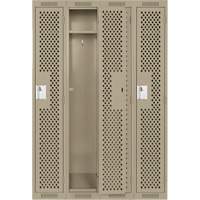 Clean Line Lockers, Bank of 4, 48" x 15" x 72", Steel, Beige, Rivet (Assembled), Perforated R.M.G. Prévention