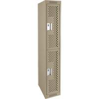 Clean Line Lockers, 2 -tier, 12" x 15" x 72", Steel, Beige, Rivet (Assembled), Perforated R.M.G. Prévention