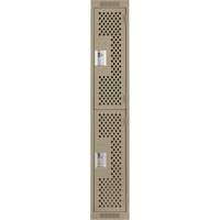 Clean Line Lockers, 2 -tier, 12" x 15" x 72", Steel, Beige, Rivet (Assembled), Perforated R.M.G. Prévention