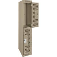 Clean Line Lockers, 2 -tier, 12" x 15" x 72", Steel, Beige, Rivet (Assembled), Perforated R.M.G. Prévention
