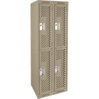 Clean Line Lockers, 2 -tier, Bank of 2, 24" x 15" x 72", Steel, Beige, Rivet (Assembled), Perforated R.M.G. Prévention