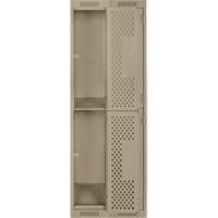 Clean Line Lockers, 2 -tier, Bank of 2, 24" x 15" x 72", Steel, Beige, Rivet (Assembled), Perforated R.M.G. Prévention