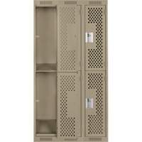 Clean Line Lockers, 2 -tier, Bank of 3, 36" x 15" x 72", Steel, Beige, Rivet (Assembled), Perforated R.M.G. Prévention
