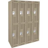 Clean Line Lockers, 2 -tier, Bank of 4, 48" x 15" x 72", Steel, Beige, Rivet (Assembled), Perforated R.M.G. Prévention